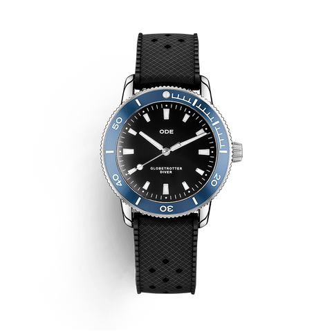 The Globetrotter Diver Blue Bezel & Black Dial