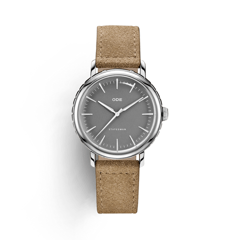 The Statesman - Grey Dial with with Suede Taupe Strap